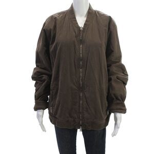 Allsaints Mens Bomber Jacket Brown Polyester Army Big Tall Size 2XL